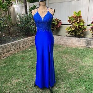 Coya Collection formal spaghetti straps small royal blue